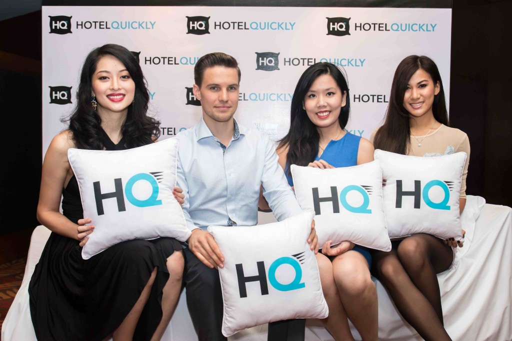L to R - Sarah Lian (actress & tv personality), Tomas Laboutka (CEO & C-Founder of HotelQuickly), Tan Wen Dee (Malaysia Marketing Manager) and Lee Yvonne (Ms Universe Malaysia 2012)