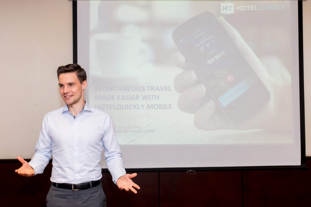 Tomas Laboutka presenting at the official launch of HotelQuickly 1