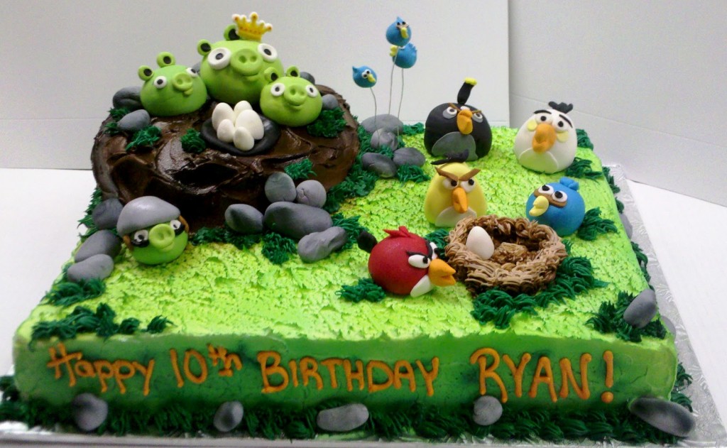 birthday-cakes-awesome-pea-soup-angry-birds-birthday-cake-decorating-idea-with-gray-stones-and-white-egg-in-the-brown-nest-innovative-angry-birds-birthday-cake-decorating-ideas