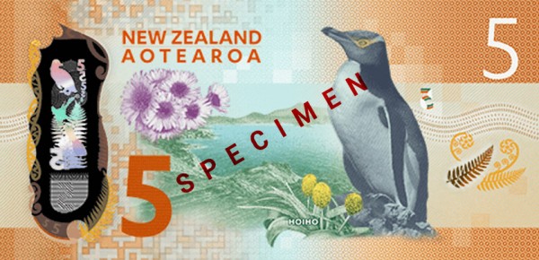 Wang kertas NZ$5. Foto -Reserve Bank of New Zealand