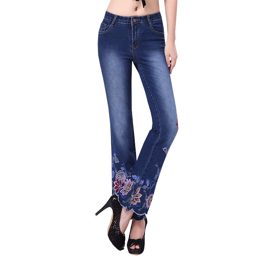 China-National-Trend-Hand-Embroidery-Slim-Elastic-Low-Waist-Bell-Bottom-Jeans-Plus-Size-Flower-Flared