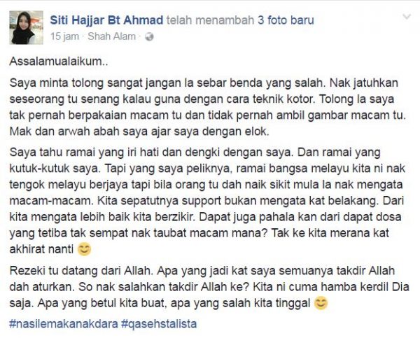Foto -Facebook/Siti Hajjar Bt Ahmad