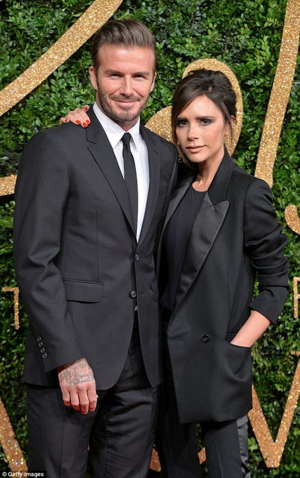 David dan isterinya, Victoria Beckham. Sumber: Getty