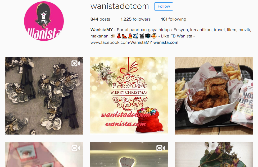 Instagram Wanista. Foto - arkib Wanista.com