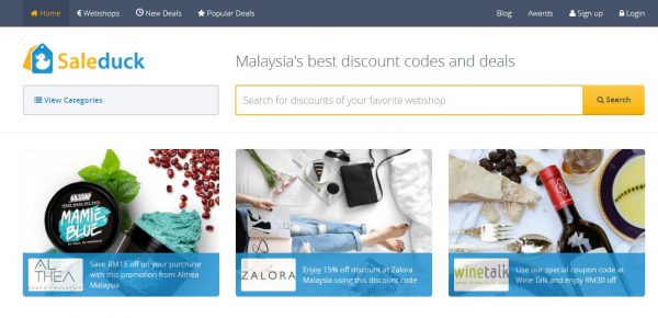 Laman web Saleduck Malaysia. 