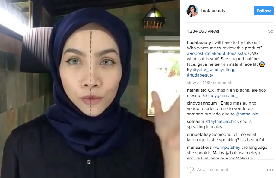 Yatie Sendayu Tinggi. Foto - Instagram Huda Beauty